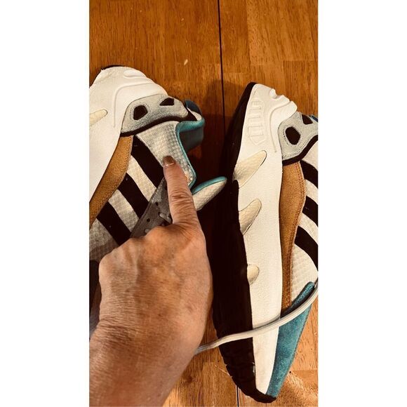 Adidas ZX 22 Boost White Plus Blue Gold Mens Sneakers SZ 8.5 - Picture 12 of 15